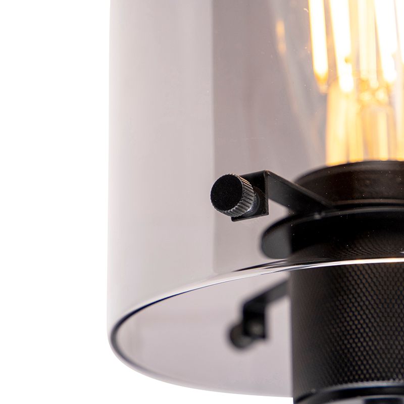 Design wandlamp zwart met smoke glas - Dome