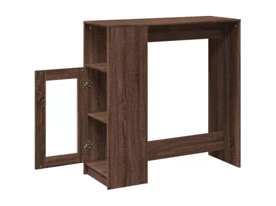 Table de bar avec étagères chêne marron bois d'ingénierie