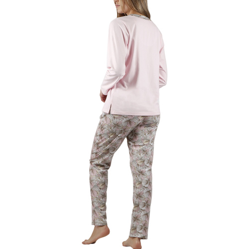Admas - Pantalones de pijama top manga larga Made With Love Rosa