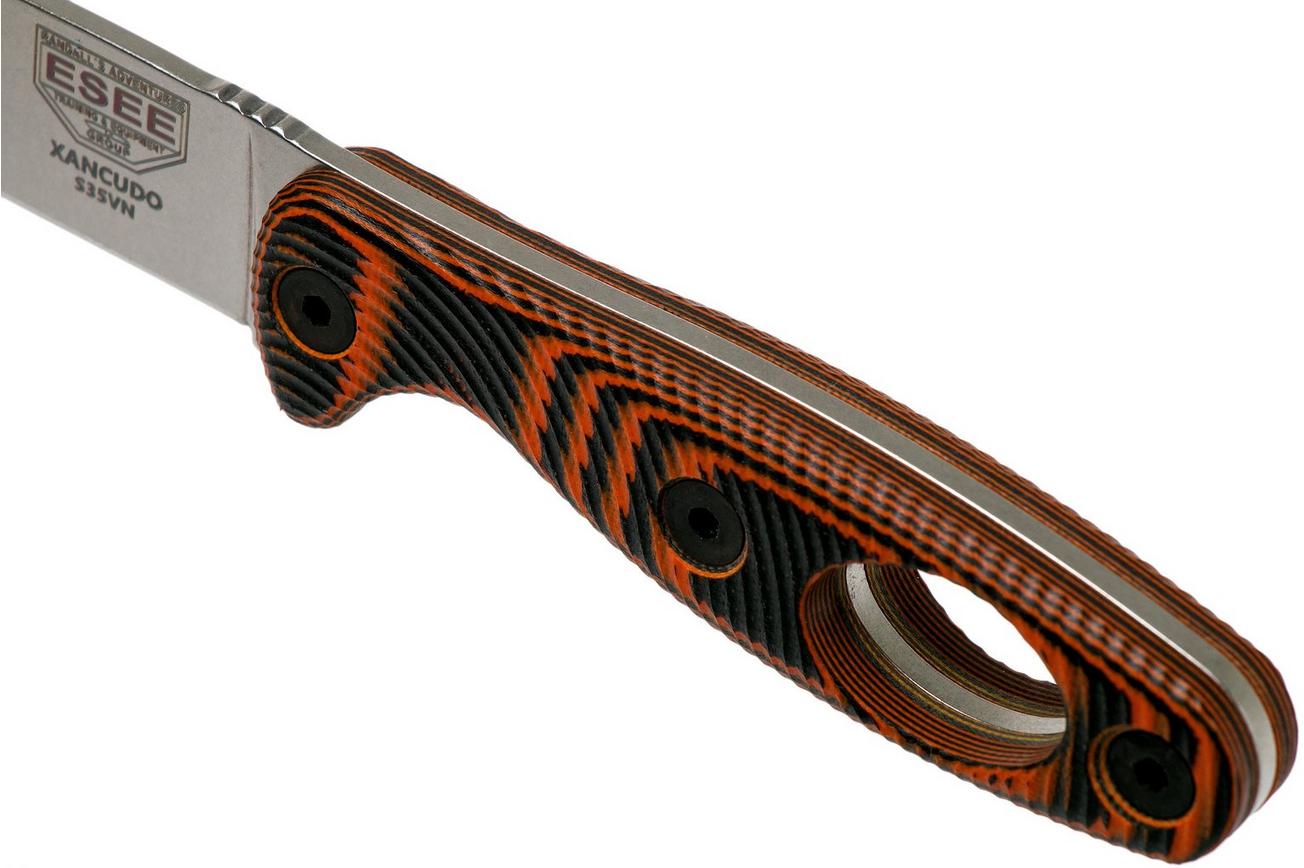 ESEE Xancudo S35VN Black-Orange G10 with hole XAN1-006 vaststaand mes