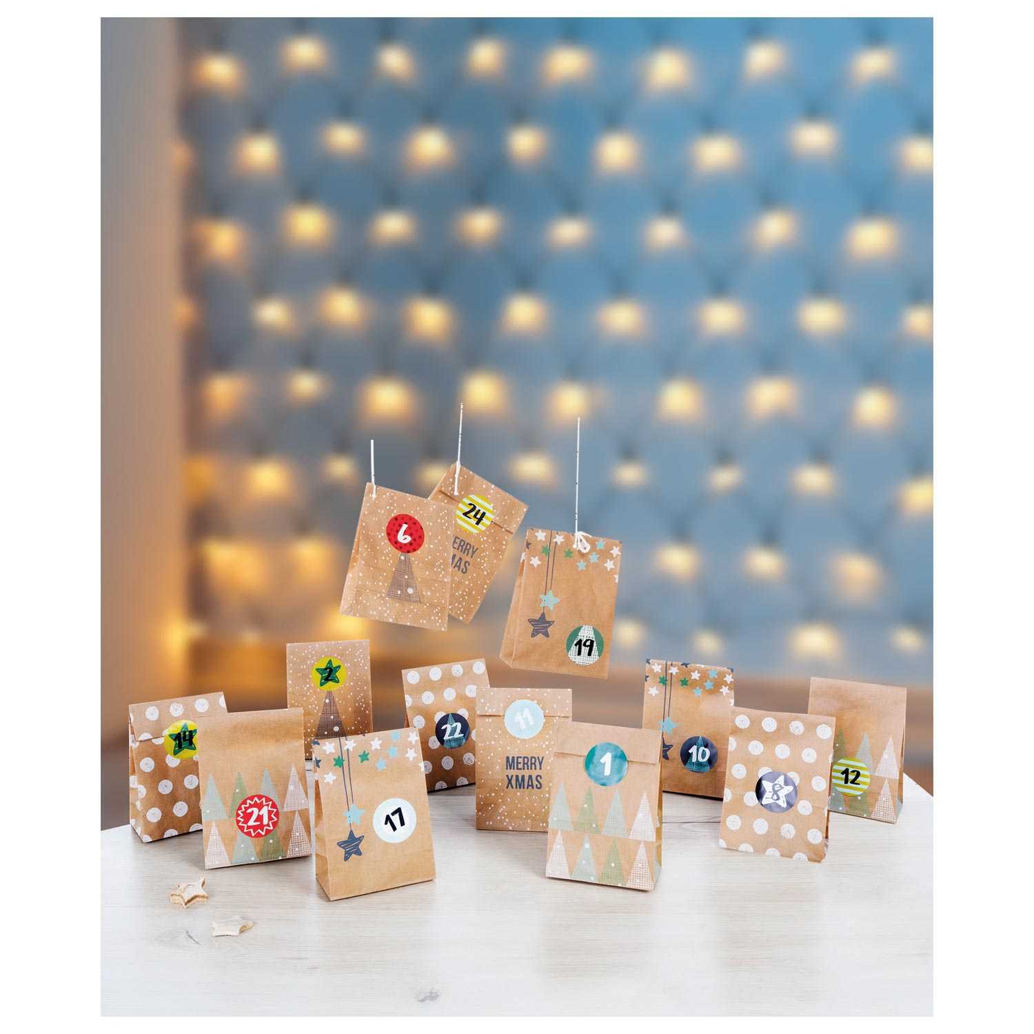 Folia Nature Adventskalender-Set mit 24 lebensmittelechten Tüten & Zubehör 49teilig