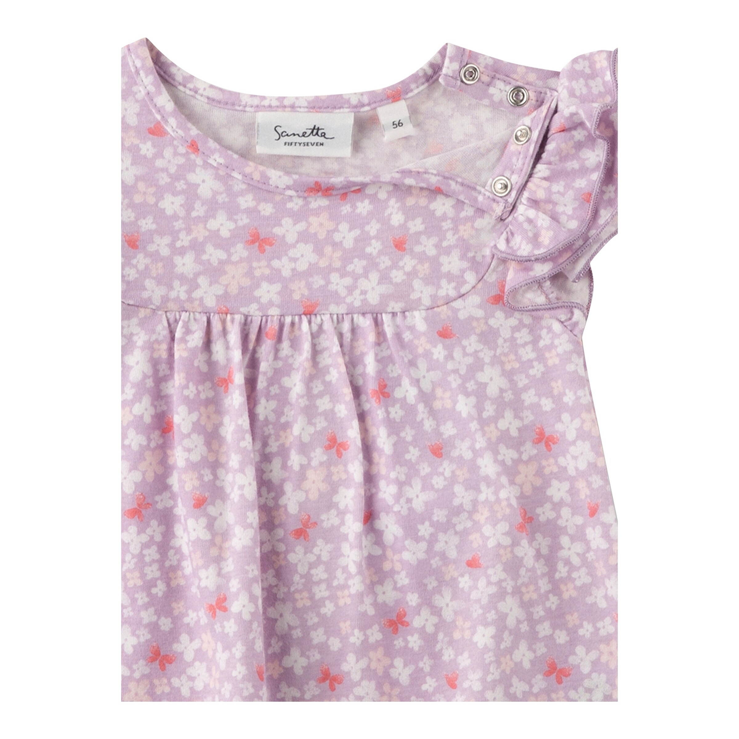 Sanetta Fiftyseven Kleid kurzarm Blumen Rüschen flieder