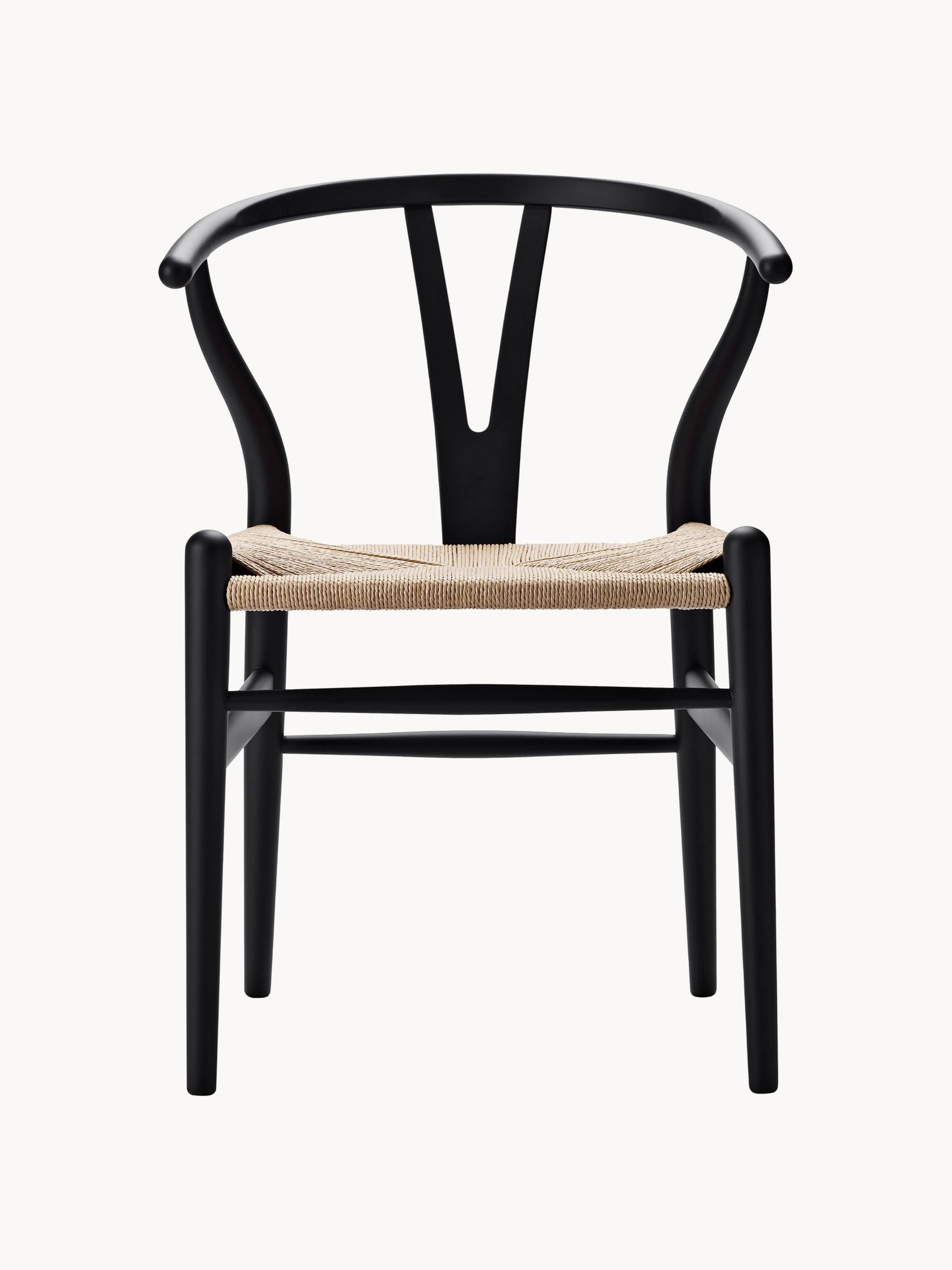 Houten stoel CH24 Wishbone Chair met handgevlochten zitvlak