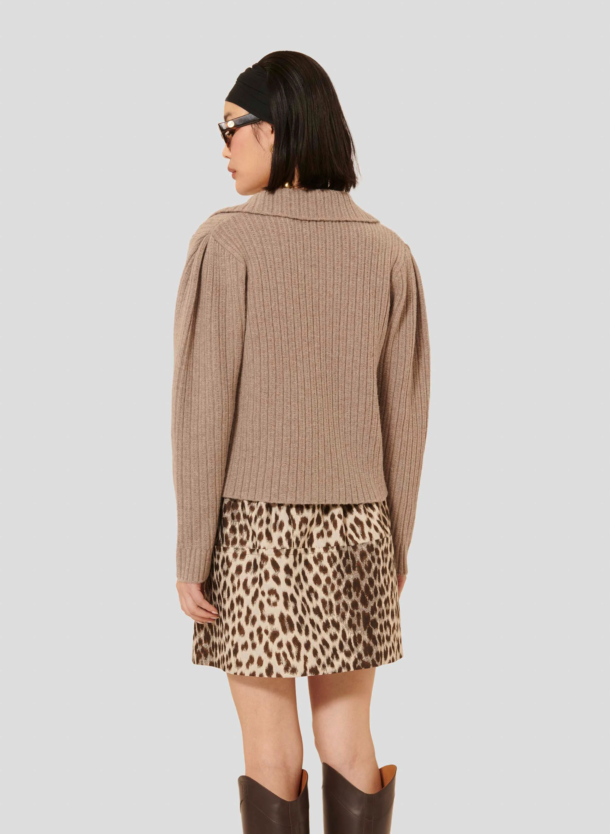 GOLDIE - Gilet droit en laine | Marron