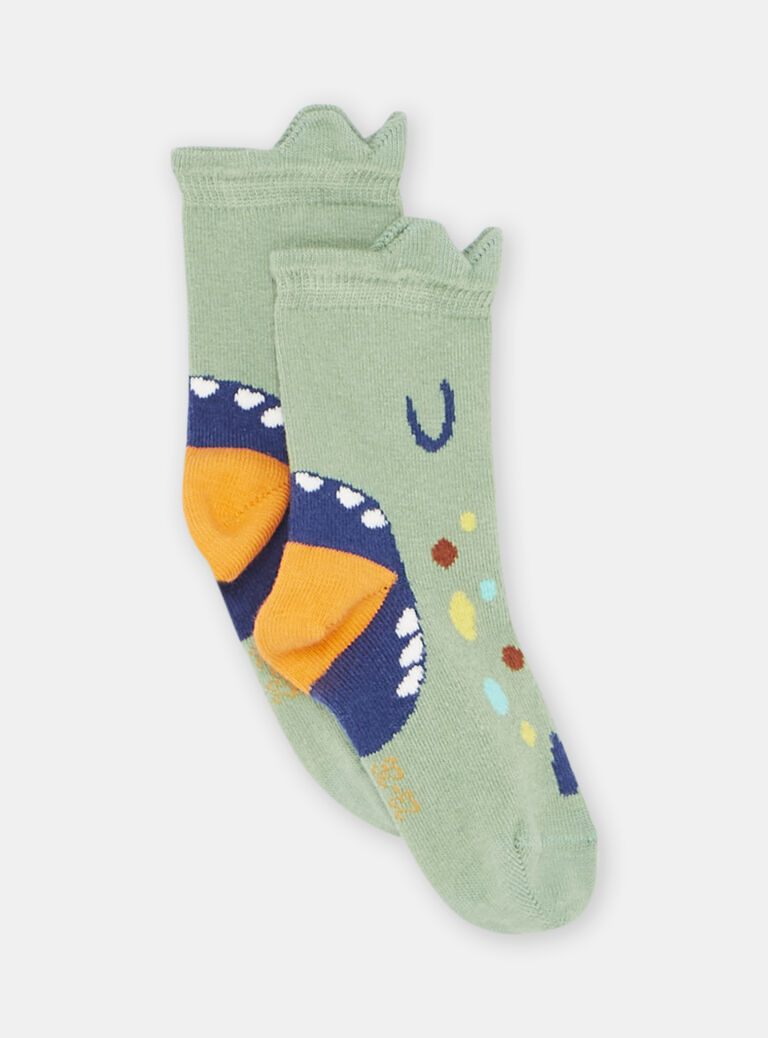 Chaussettes vertes à motif dinosaure bébé garçon
