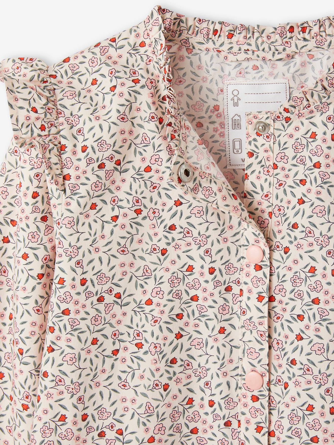 Vestido de bebê com flores, mangas e babados, personalizável, rosa para menina.