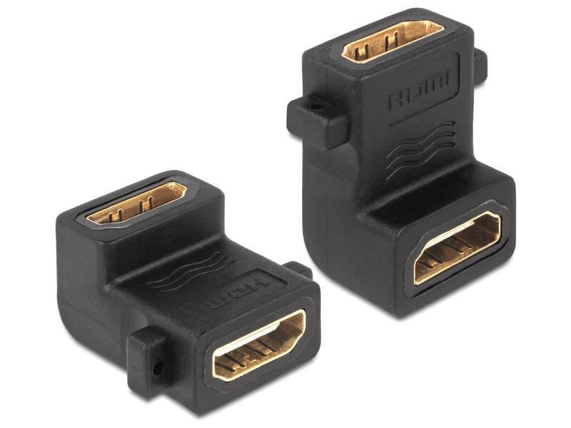 Delock Adapter mit Schraubanschluss 90° gewinkelt HDMI - HD Delock Adapter HDMI A Buchse > Buchse mit Schraubanschluss 90° gewinkelt