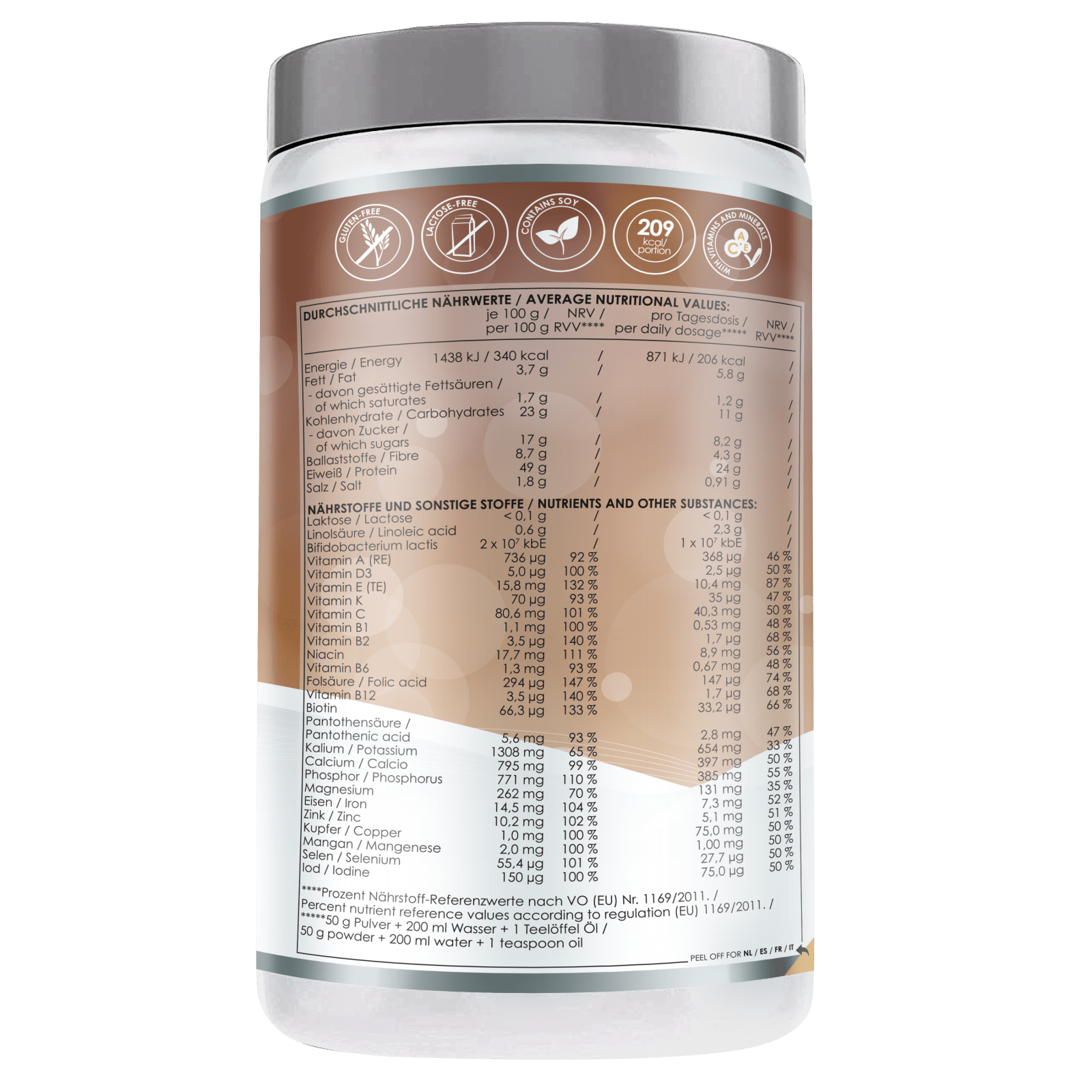 LINEAVI Aktivkost Diät Shake + Shaker - 3x500g - Schokolade