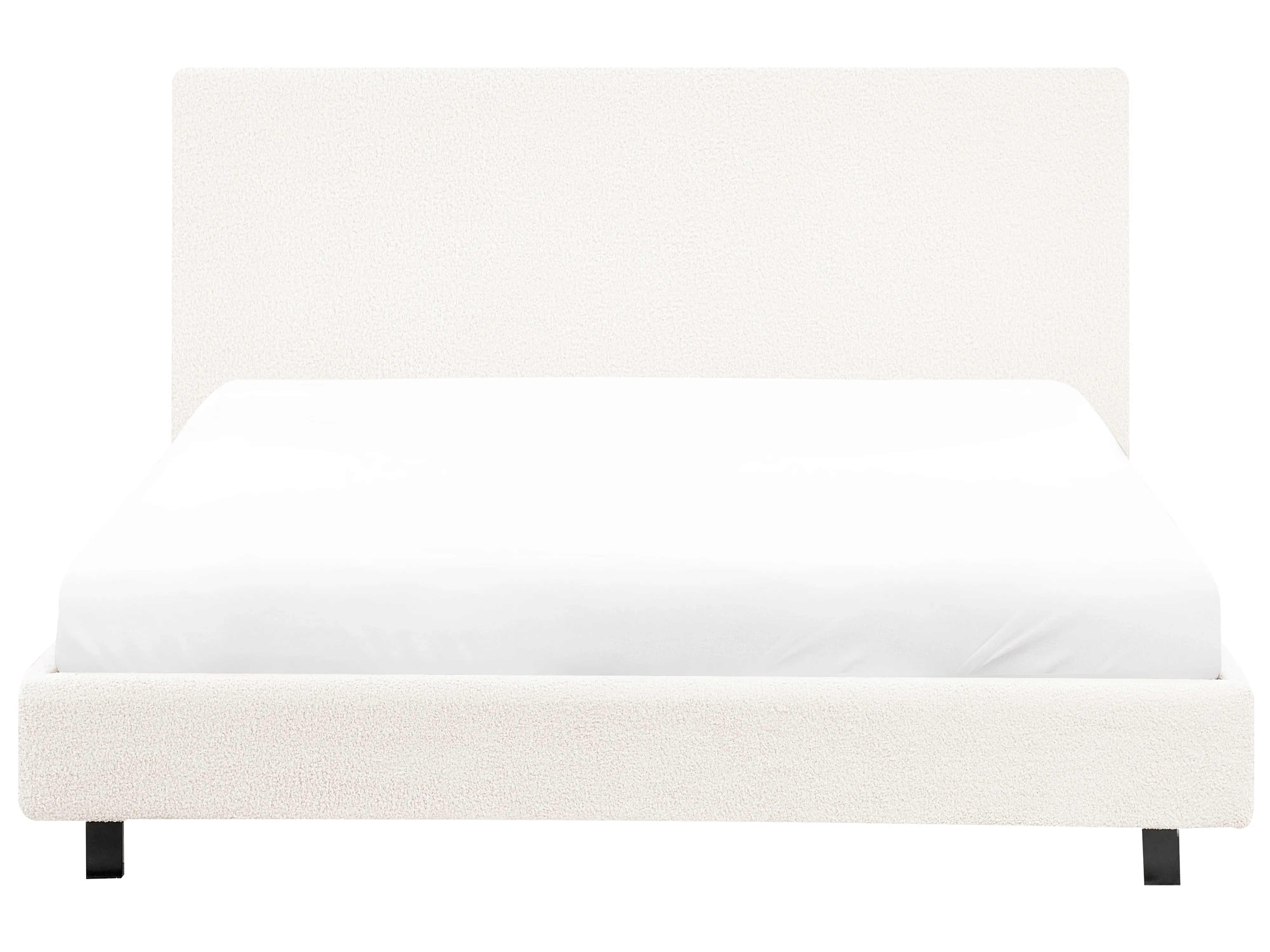 Bed Bouclé ALBI 140 x 200 cm Gebroken wit