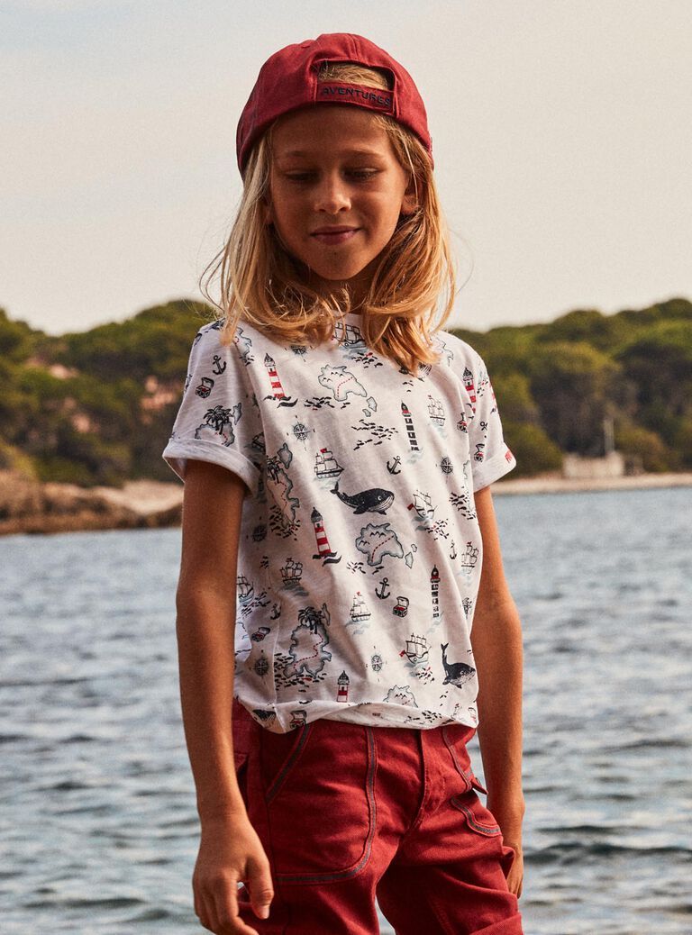 T-shirt blanc thème marin