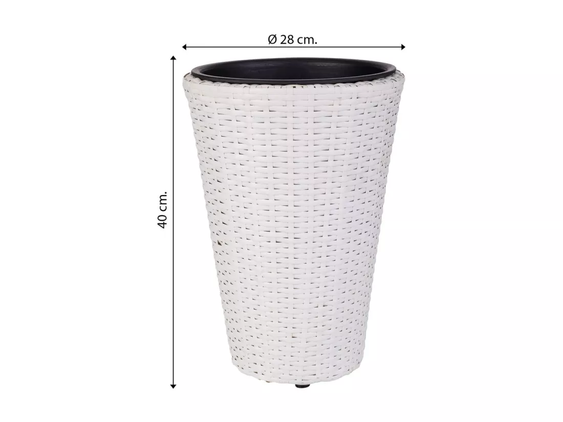 Cache-pot en rotin blanc d28x40h