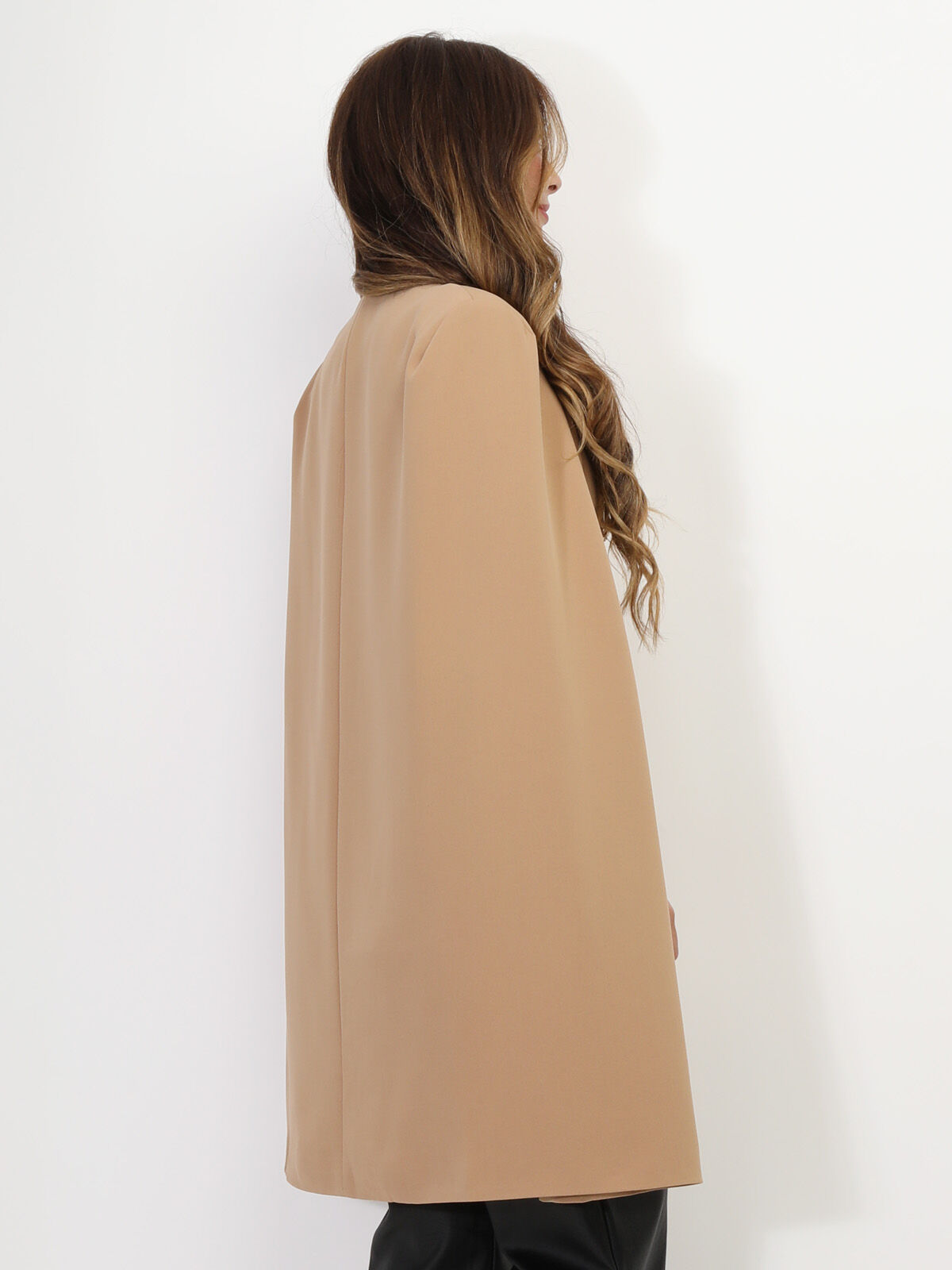 Manteau cape à boutons officier- Taupe