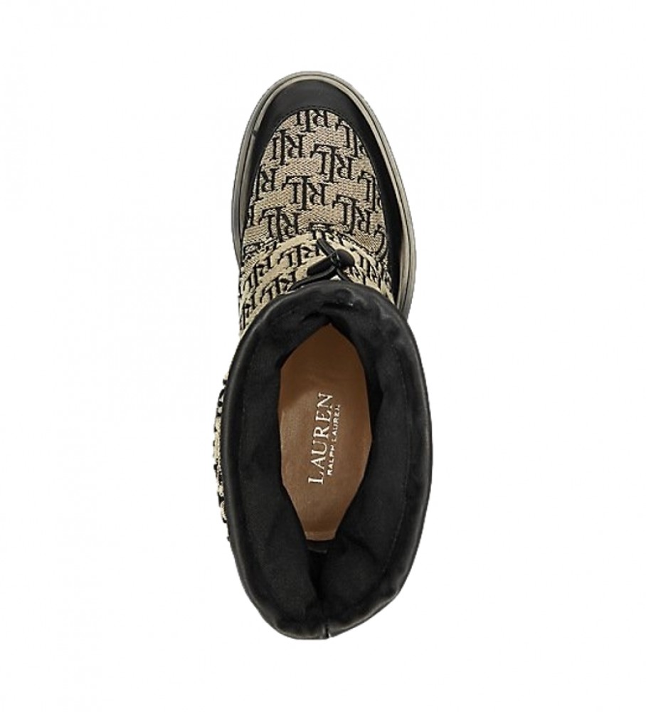 Botas de cano curto Ralph Lauren em couro jacquard com monograma preto