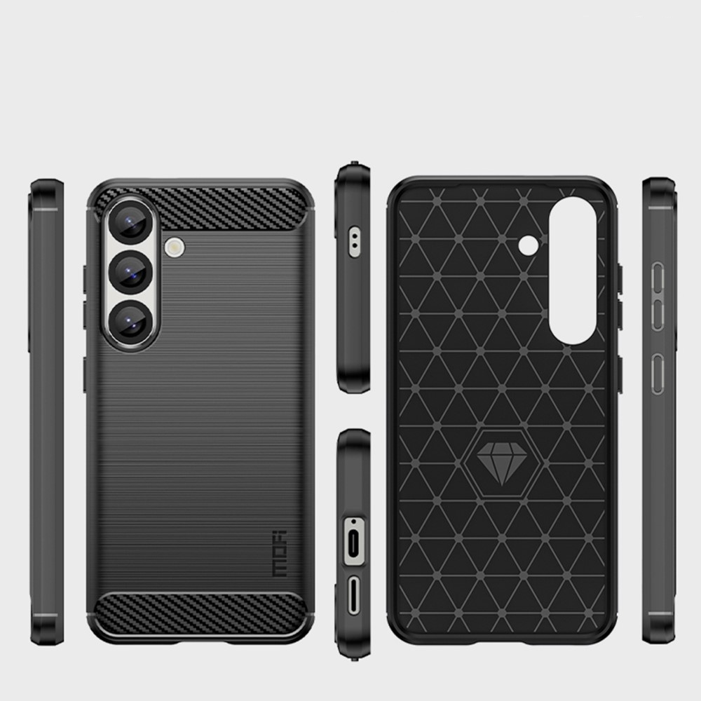 Samsung Galaxy S25 Gummi Case Schutzhülle Carbon Look - Dunkelblau