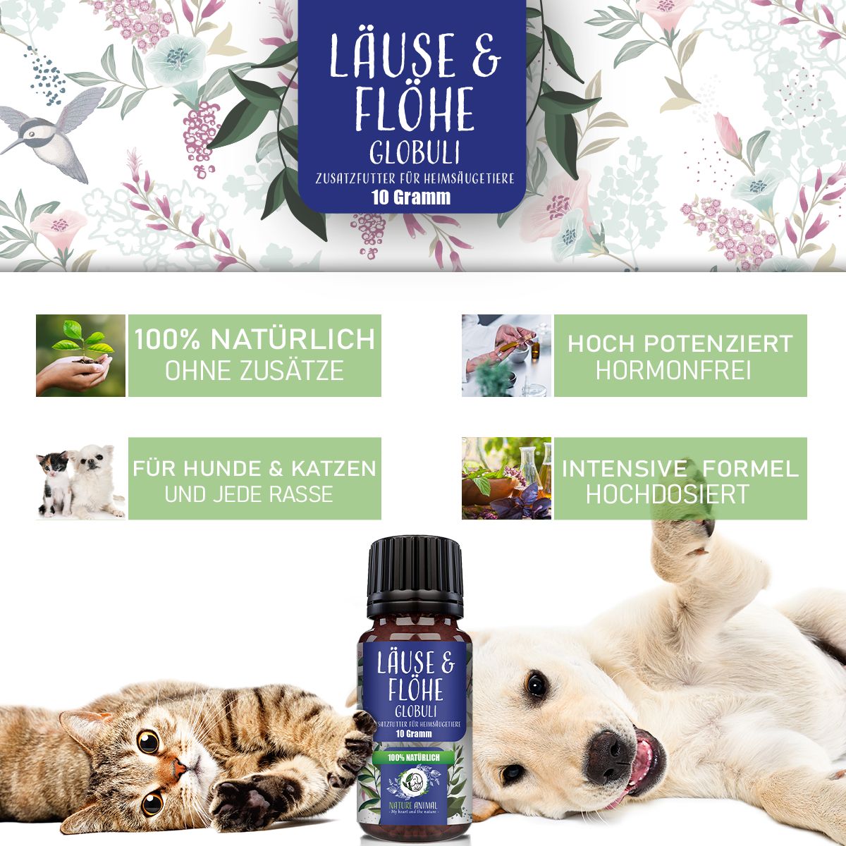 Nature Animal® | Läuse & Flöhe Kügelchen für Hund & Katze