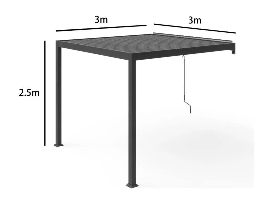 Pergola bioclimatique adossée 3x3 m AGADIR