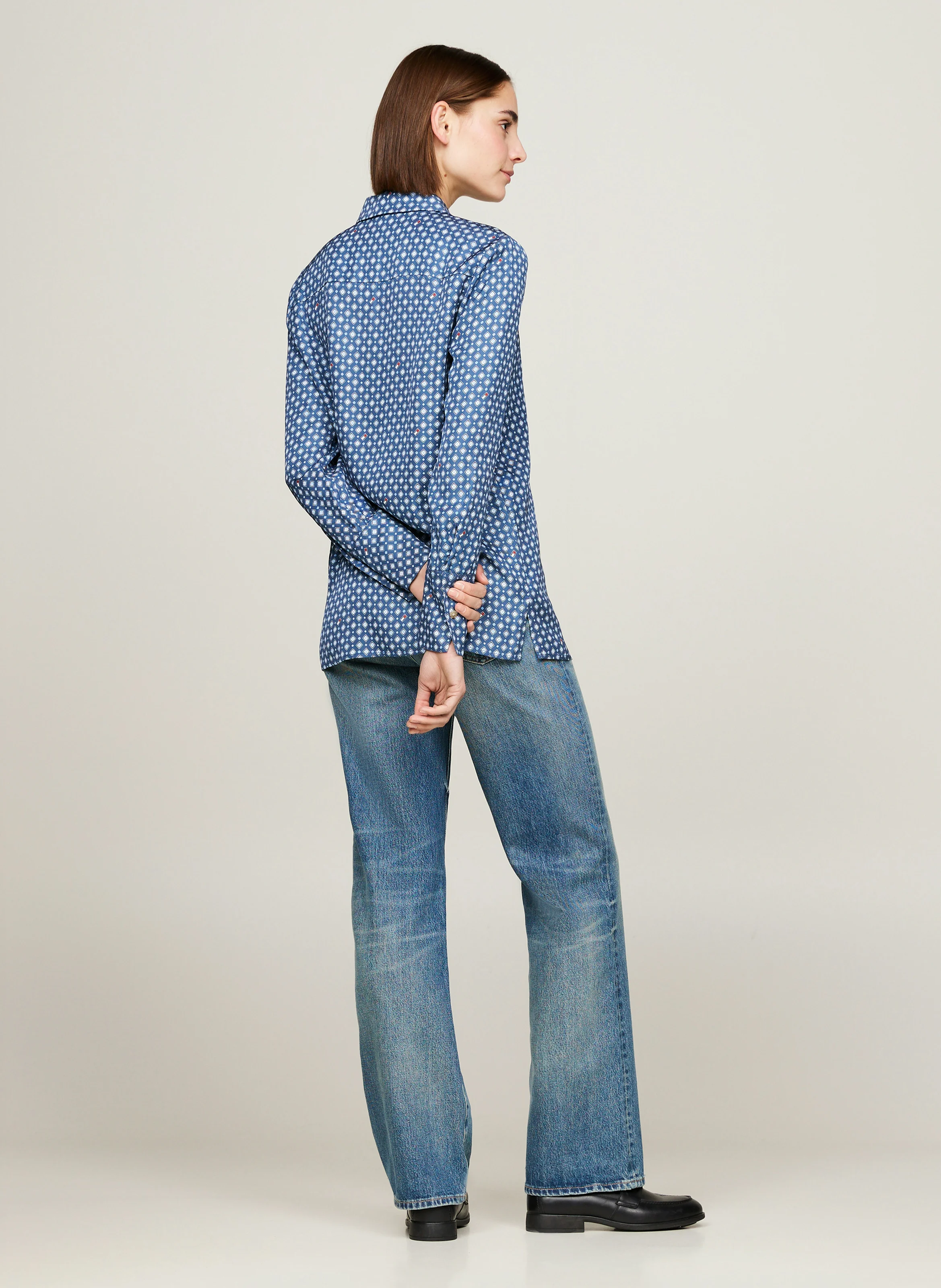 Chemise droite col classique imprimée | Bleu