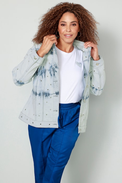 Jeansjacke, Batik, Ziernieten, Langarm