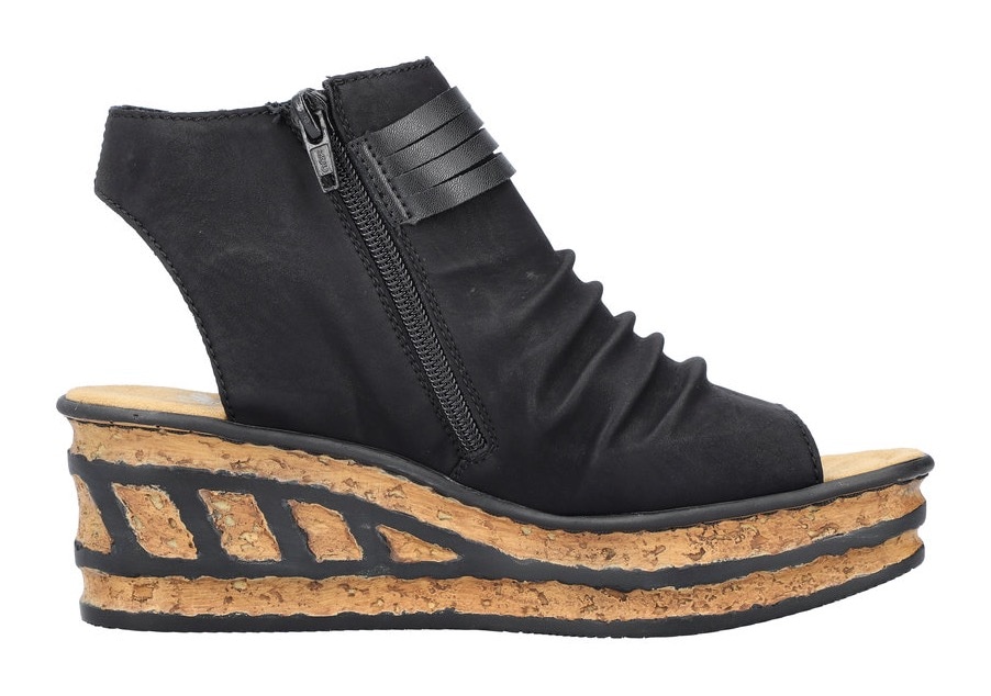 Rieker Keilsandalette  , Sommerschuh, Sandale, Keilabsatz, mit Reissverschluss innen
