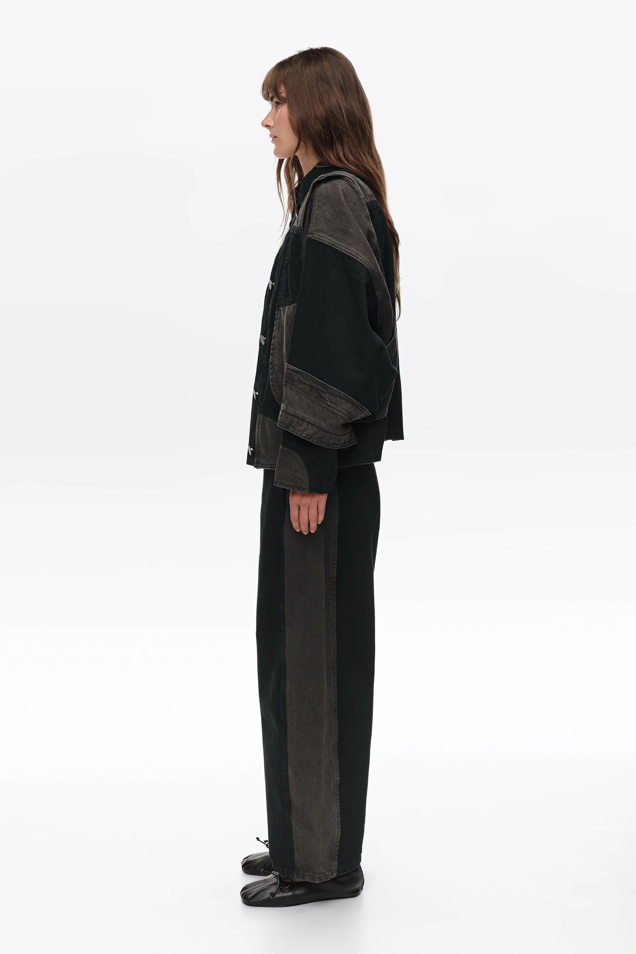 Jaqueta jeans oversized bicolor