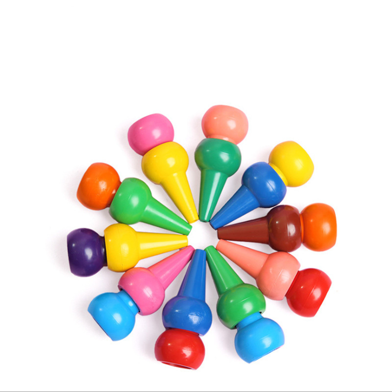 (12er Set) Stapelbare Finger Wachsmalstifte Kinder Buntstifte - Bunt