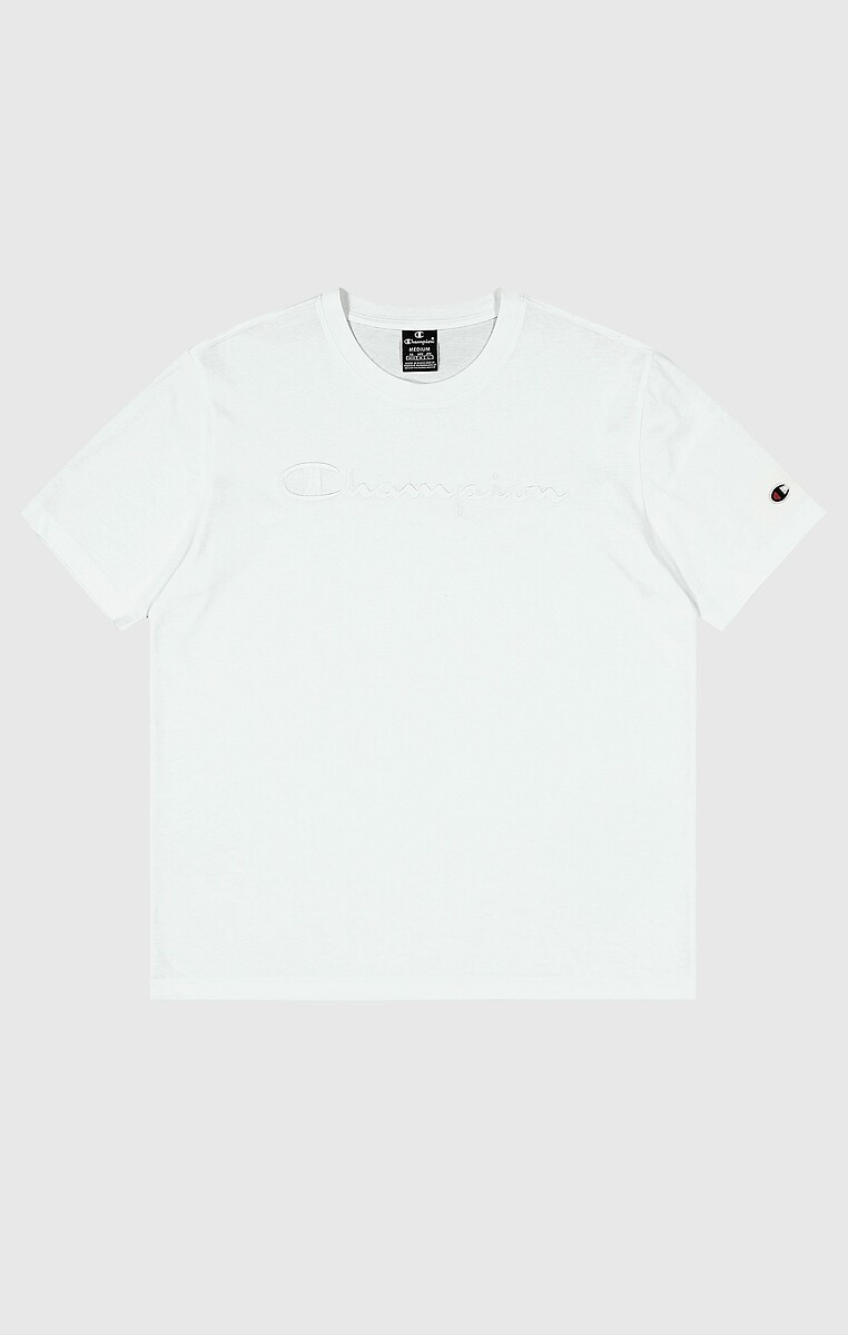 CHAMPION<br>Camiseta de manga curta com gola redonda e logotipo bordado
