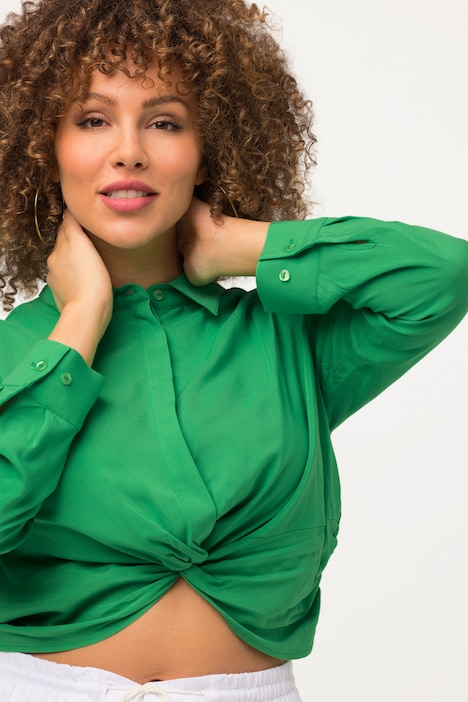 Hemdbluse, Knoten, kurz, Hemdkragen, Langarm
