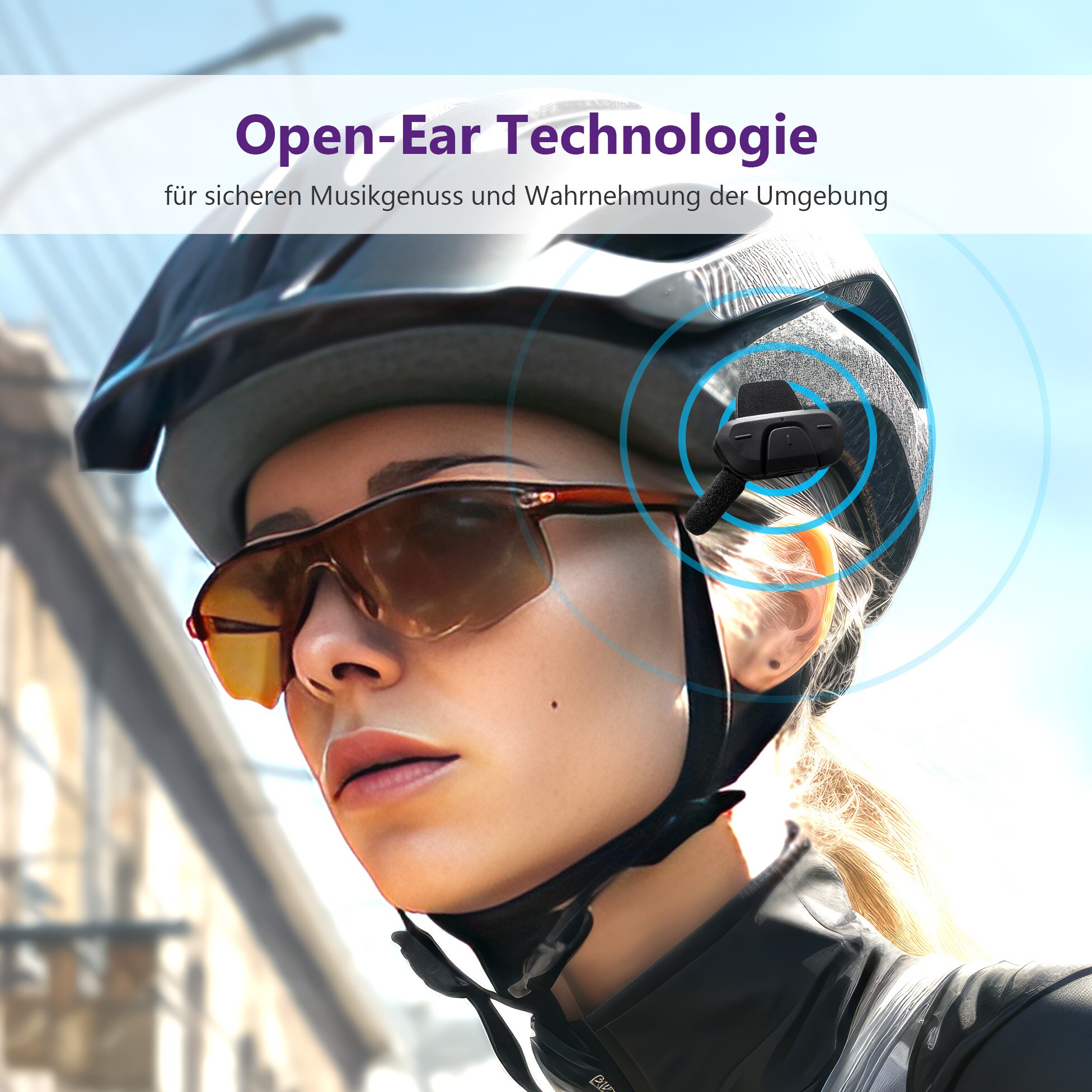 Supertooth ROAMEE Open-Ear Akku Bluetooth Freisprecheinrichtung Interkom Stereo Kopfhörer mit DSP-Technologie für Fahrrad Helme/Skihelme