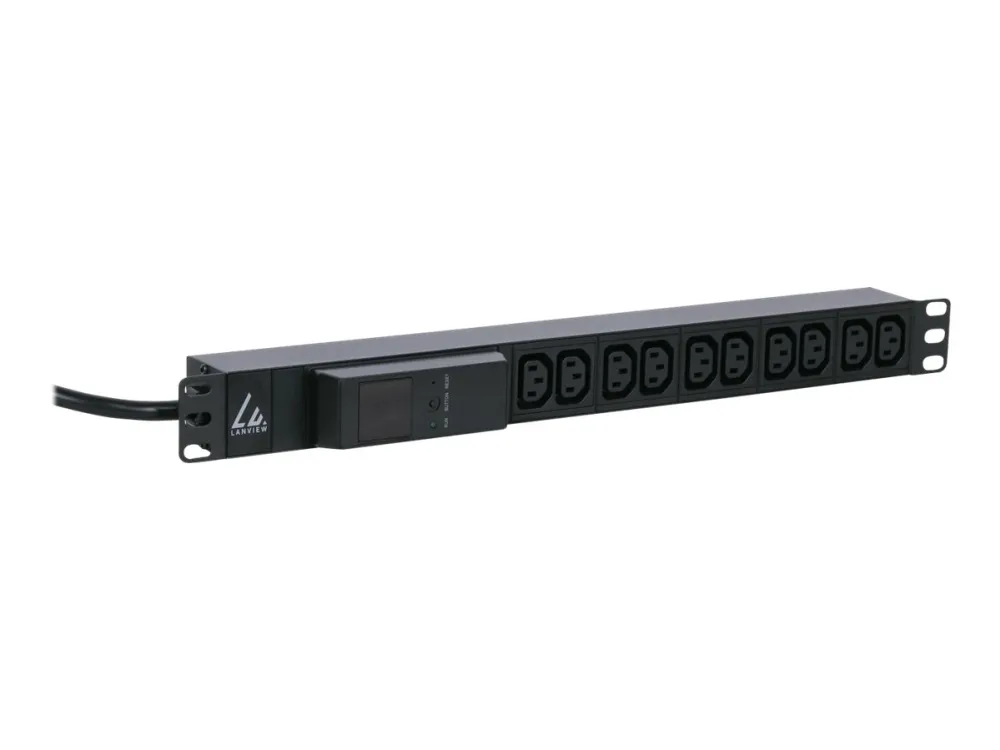 Lanview LVR261877 - Strømfordelingsenhed (rackversion) - 16 A, AMP-måler - AC 230 V - input: IEC 60309 16A - output-stikforbindelser: 10 (10 x IEC 60320 C13) - 1U - 19