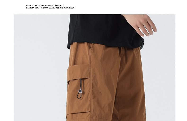 Lefitt - Mid Rise Plain Cargo Shorts