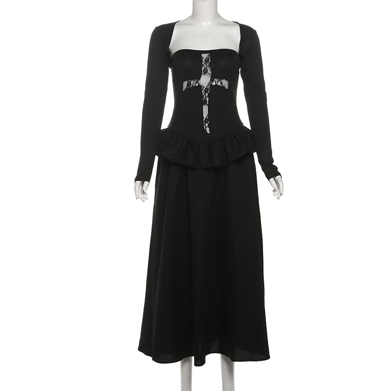 Sugarcoat - Set: Strapless Cross Panel Maxi A-lijn jurk + Shrug