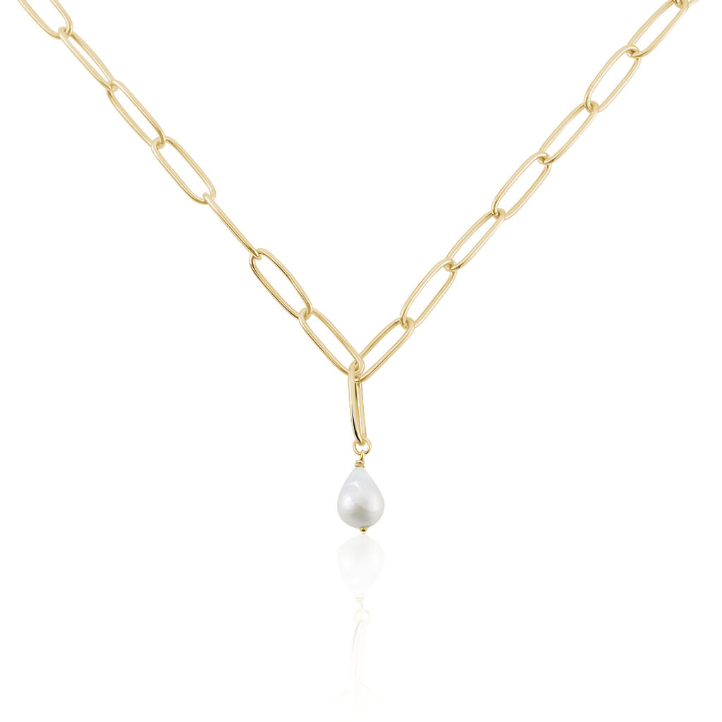 Collier Soalie Plaqué Or Jaune Perle D'imitation