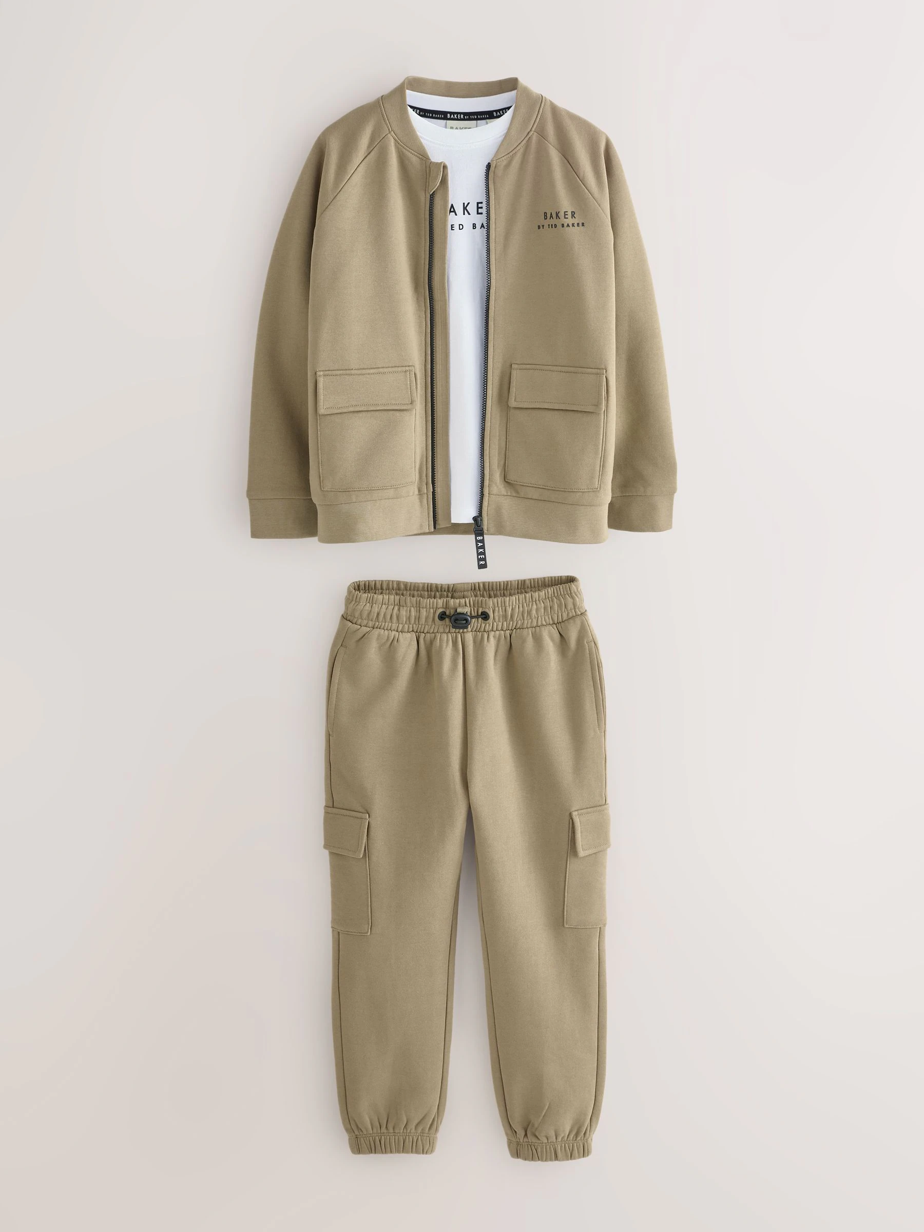 Kakigroen - Baker by Ted Baker Bomber Jacket, T-Shirt and Joggers 3 Piece Set