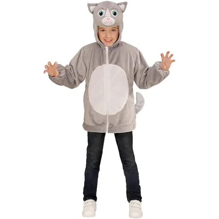 Widmann Kinderkostüm Graue Katzen Plüschjacke für Kinder, 98 cm, 1 - 2 Jahre