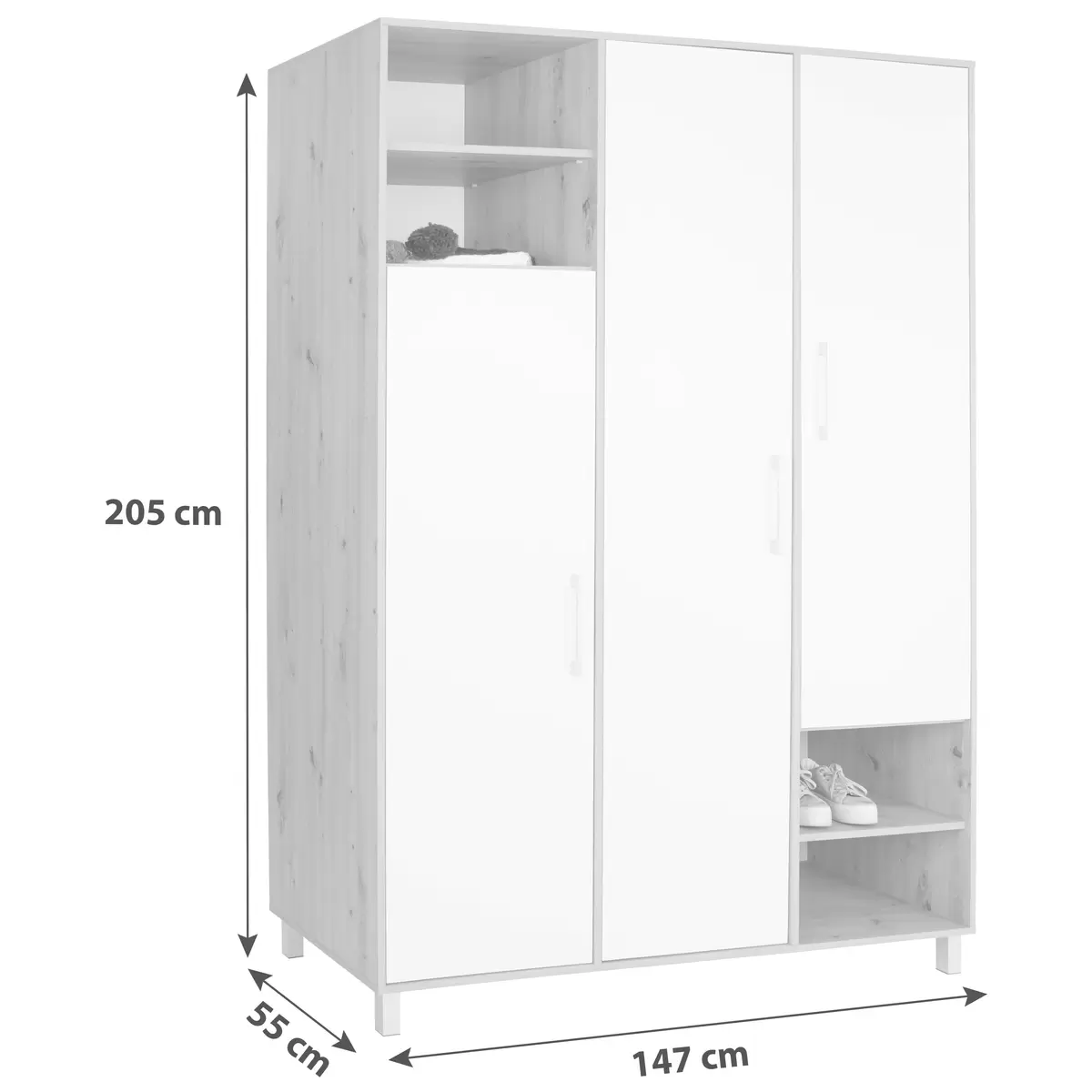 Kleiderschrank Box weiss,Eiche