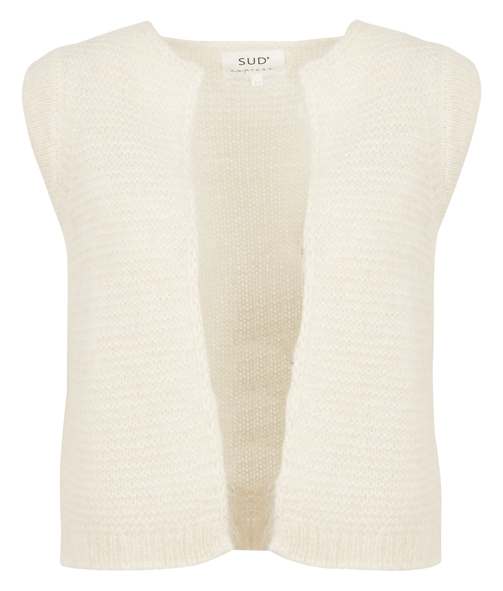 GOTANAX - Gilet col rond droit en maille | Blanc