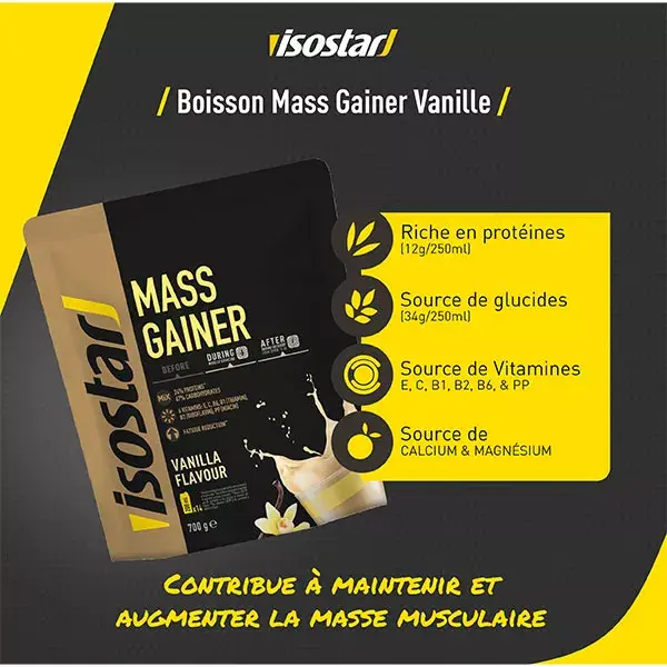 Isostar Mass Gainer em Pó, Bebida Proteica Sabor Baunilha, 700g