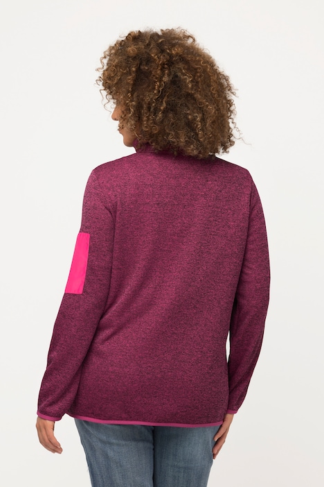 Strickfleece-Jacke, Stehkragen, Zipptaschen