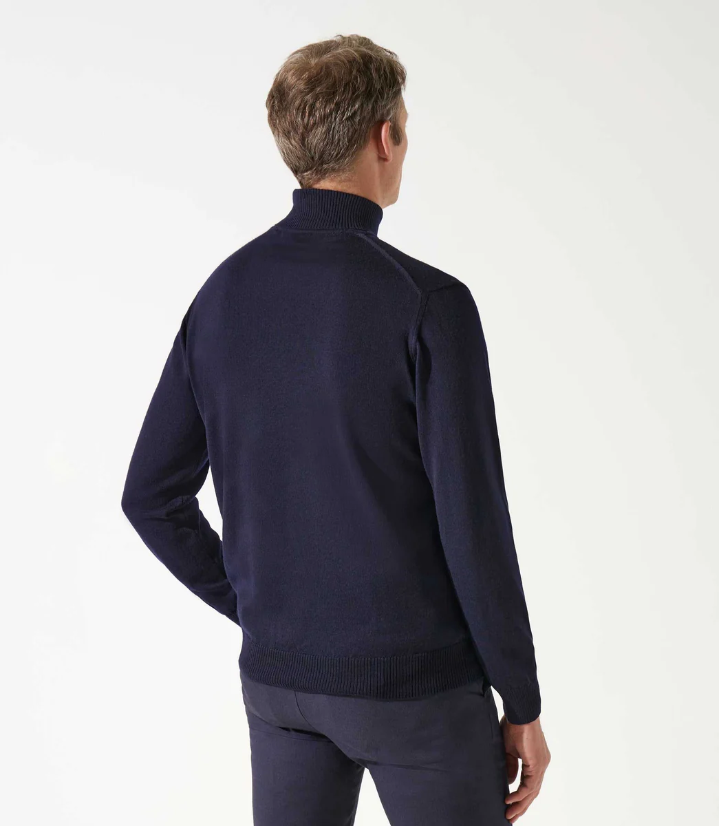 Pull col roulé marine 100% mérinos
