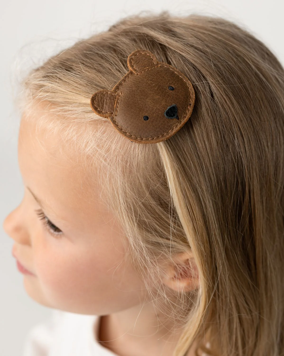 Josy Classic Hairclip | Bear | Cognac Classic Leather