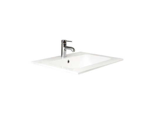 Sanox Porto badkamermeubelset (B x H x D): 71 x 57 x 51 cm, frontkleur: beton antraciet, met witte gegoten minerale wastafel