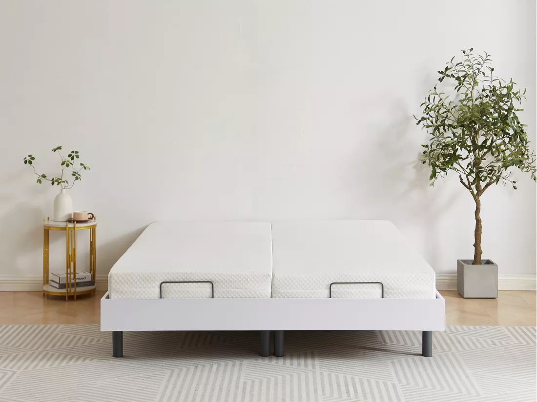 Sommier électrique de relaxation déco lattes et 2x25 plots - 2 x 80 x 200 cm - Blanc - CISERANO de YSMÉE