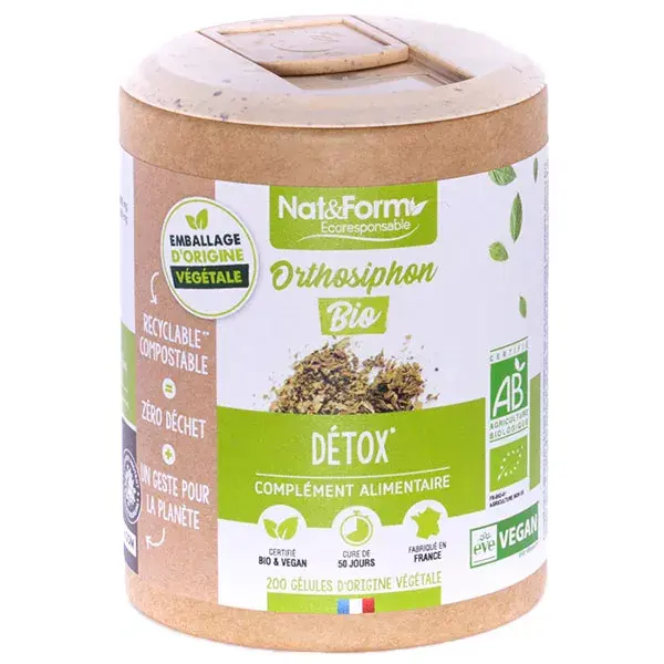 Cápsulas vegetais Nat & Form Eco-Friendly Organic Orthosiphon 200