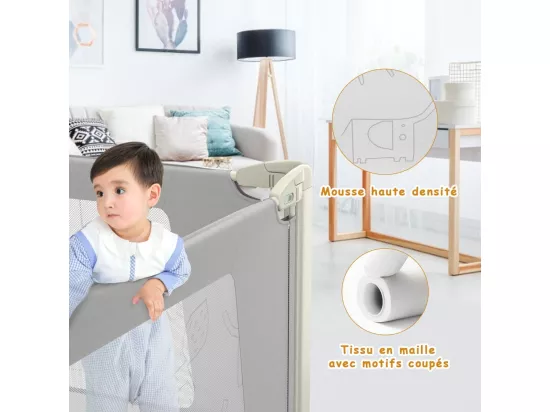 Barrière de sécurité de lit bébé/enfant portable 150cm hauteur réglable soulèvement vertical