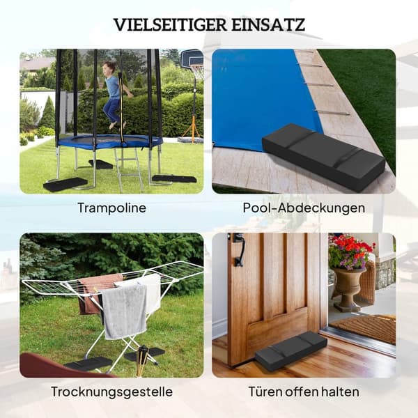 Sett med 2 sandsekker for parasoller som kan fylles opp til 25 kg. Sandpose for paraplystativ, 600D Oxford vektet for fylling, vektet paraplybasisvekt