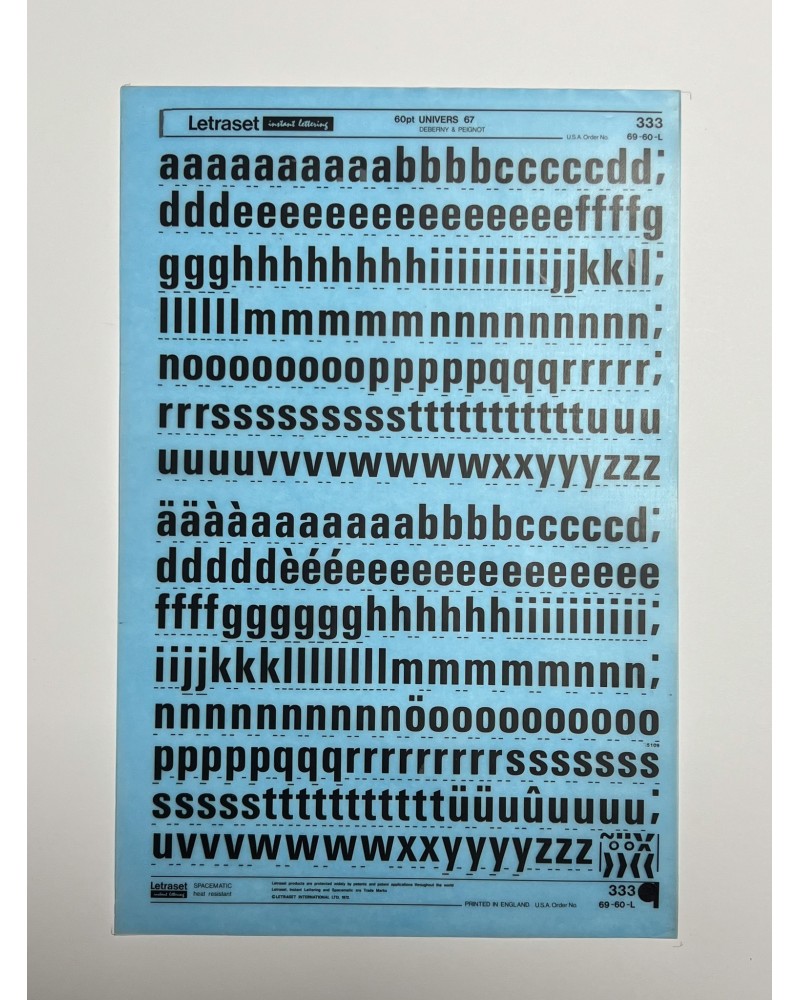 Letraset 333 - UNIVERS 67 -60pt