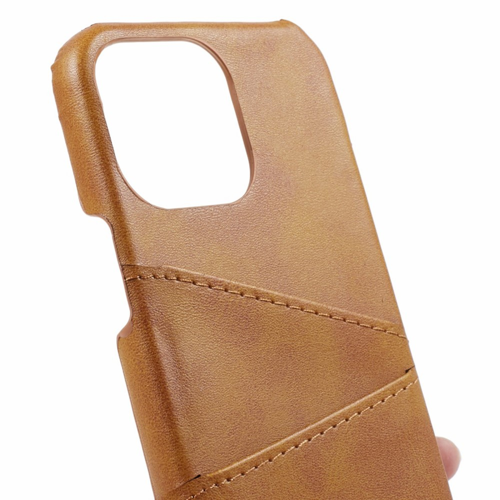 iPhone 15 Pro Leder Hülle Snap Case   Kartenfach - Hellbraun