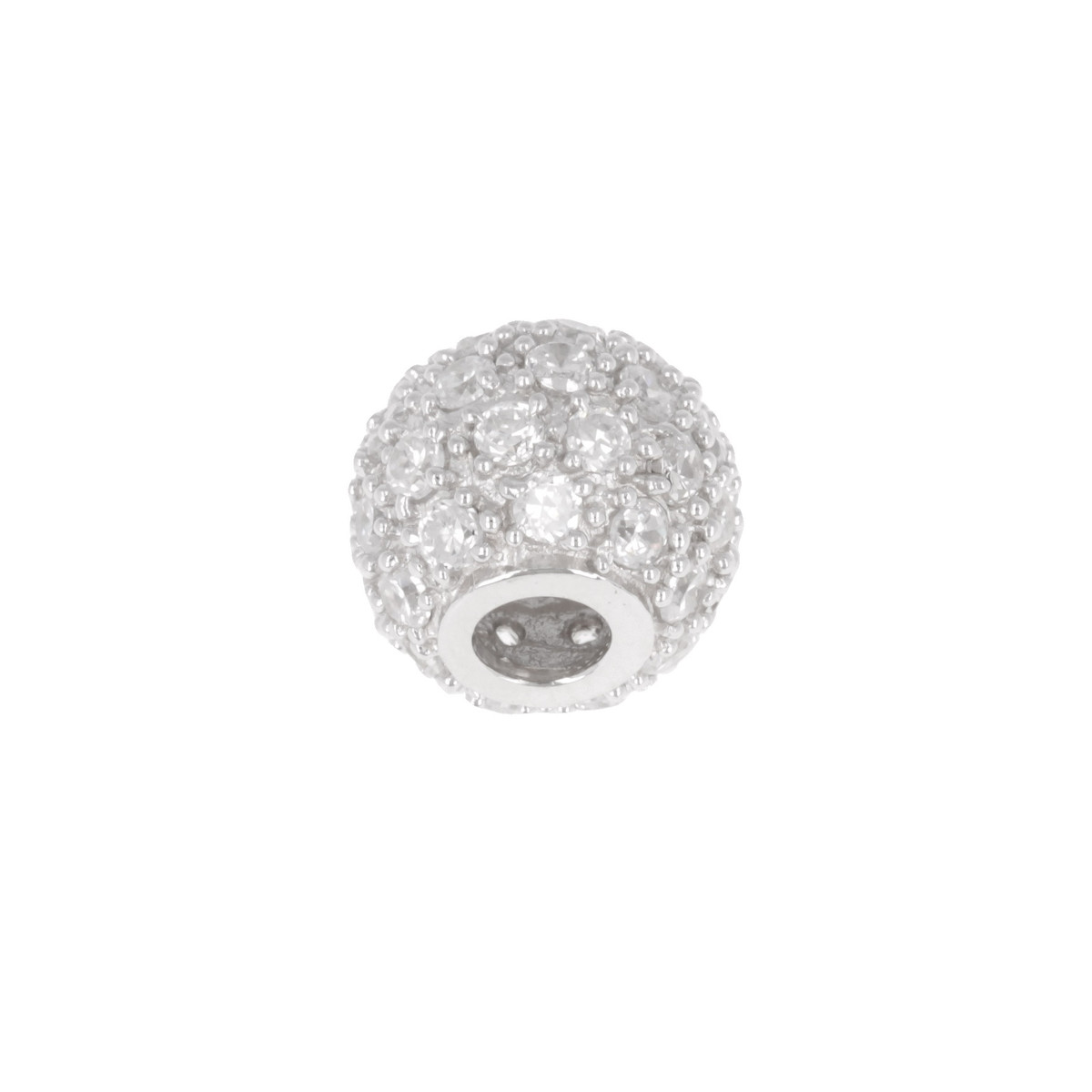 Pendentif argent rhodié boule avec cubic zirconia