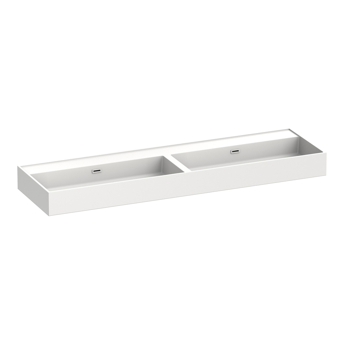 Brauer Gravity dubbele wastafel mineraalmarmer 160cm zonder kraangat wit glans