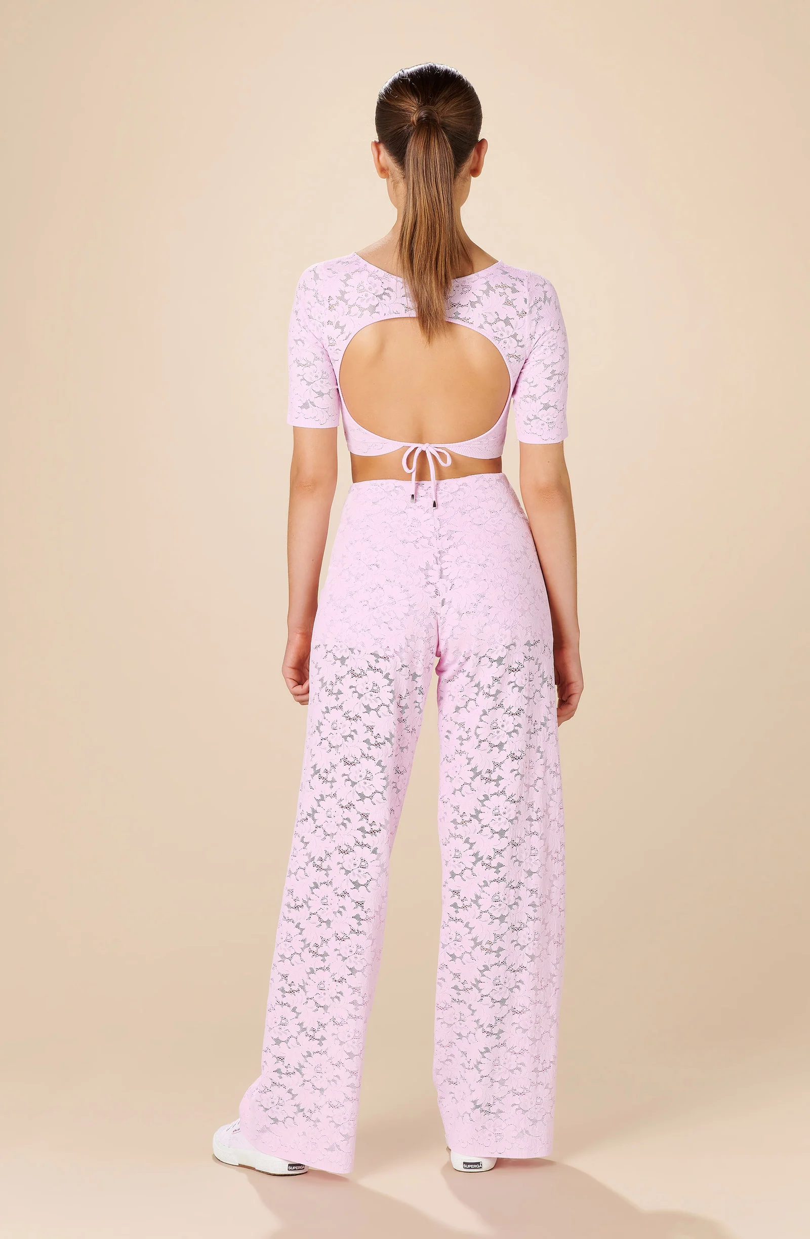 kalliope Crop-top dos nu en dentelle pink Pink